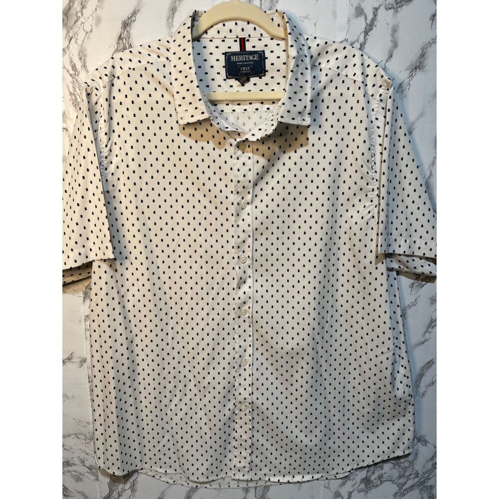 Heritage Report Collection Men's XXL Polka Dot Short Sleeve Button-Up Shirt 4-Wa